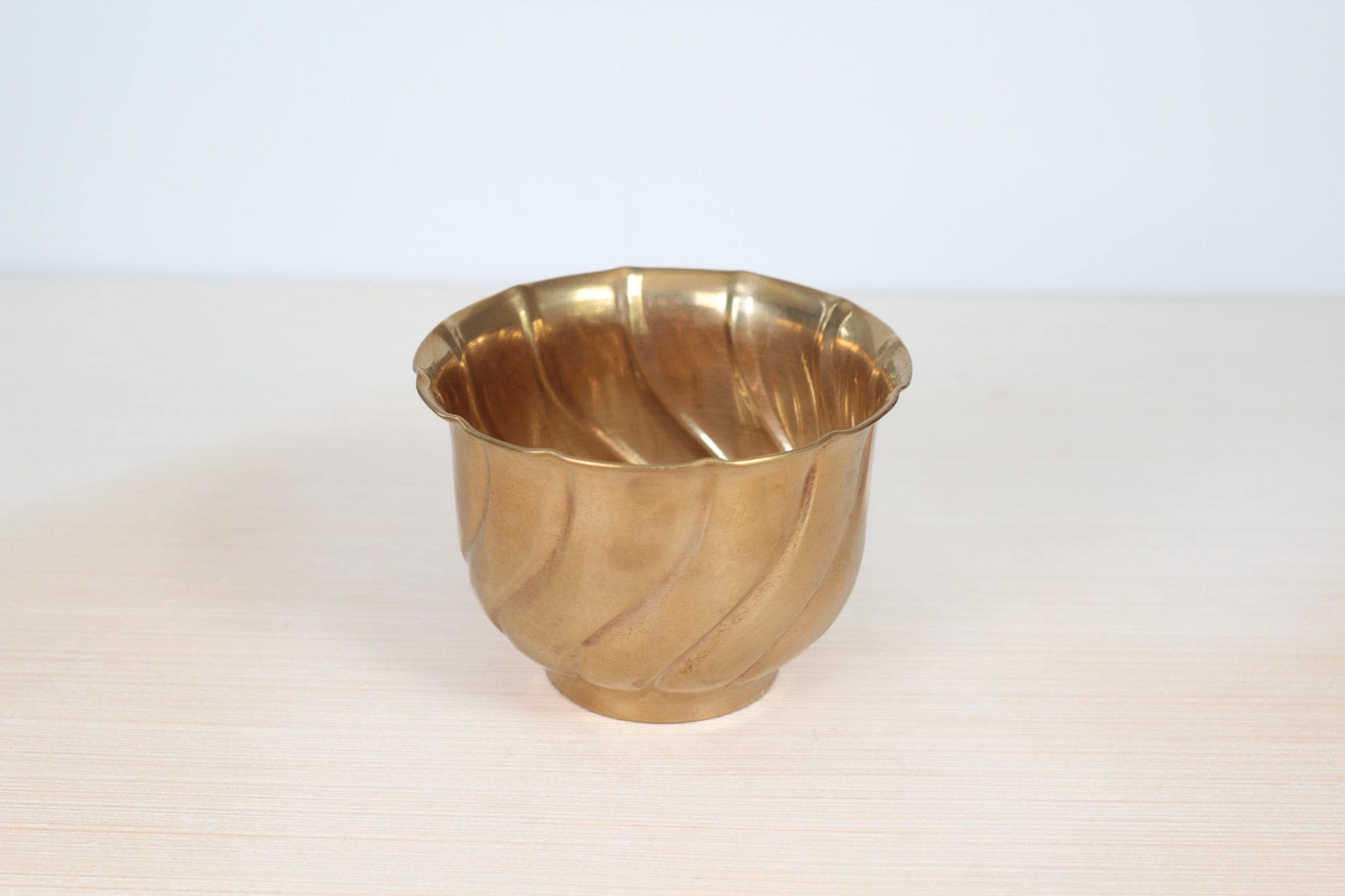 Vintage Small Fluted Brass Planter
