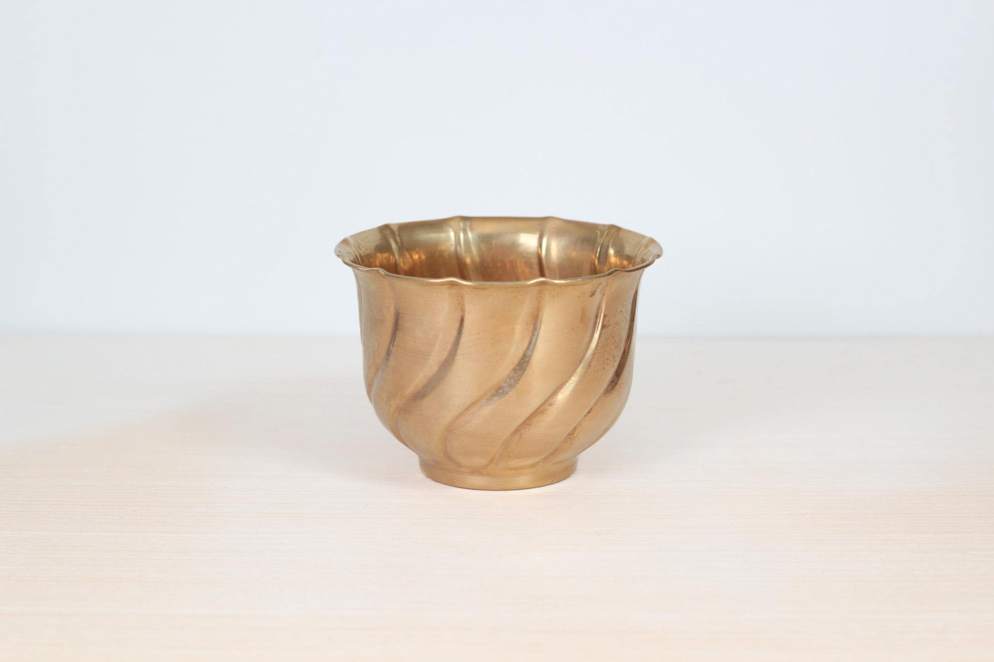Vintage Small Fluted Brass Planter