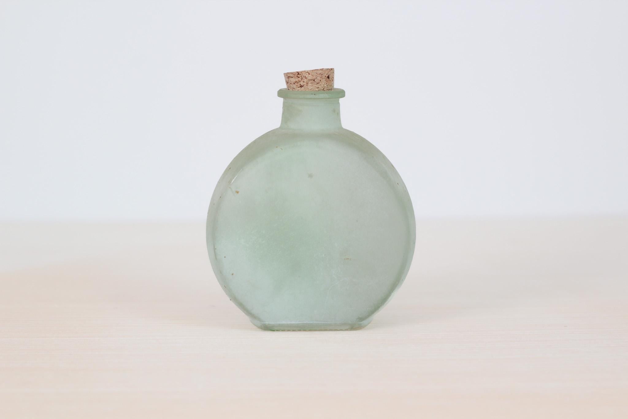 Vintage Frosted Glass Bottle with Cork Stopper