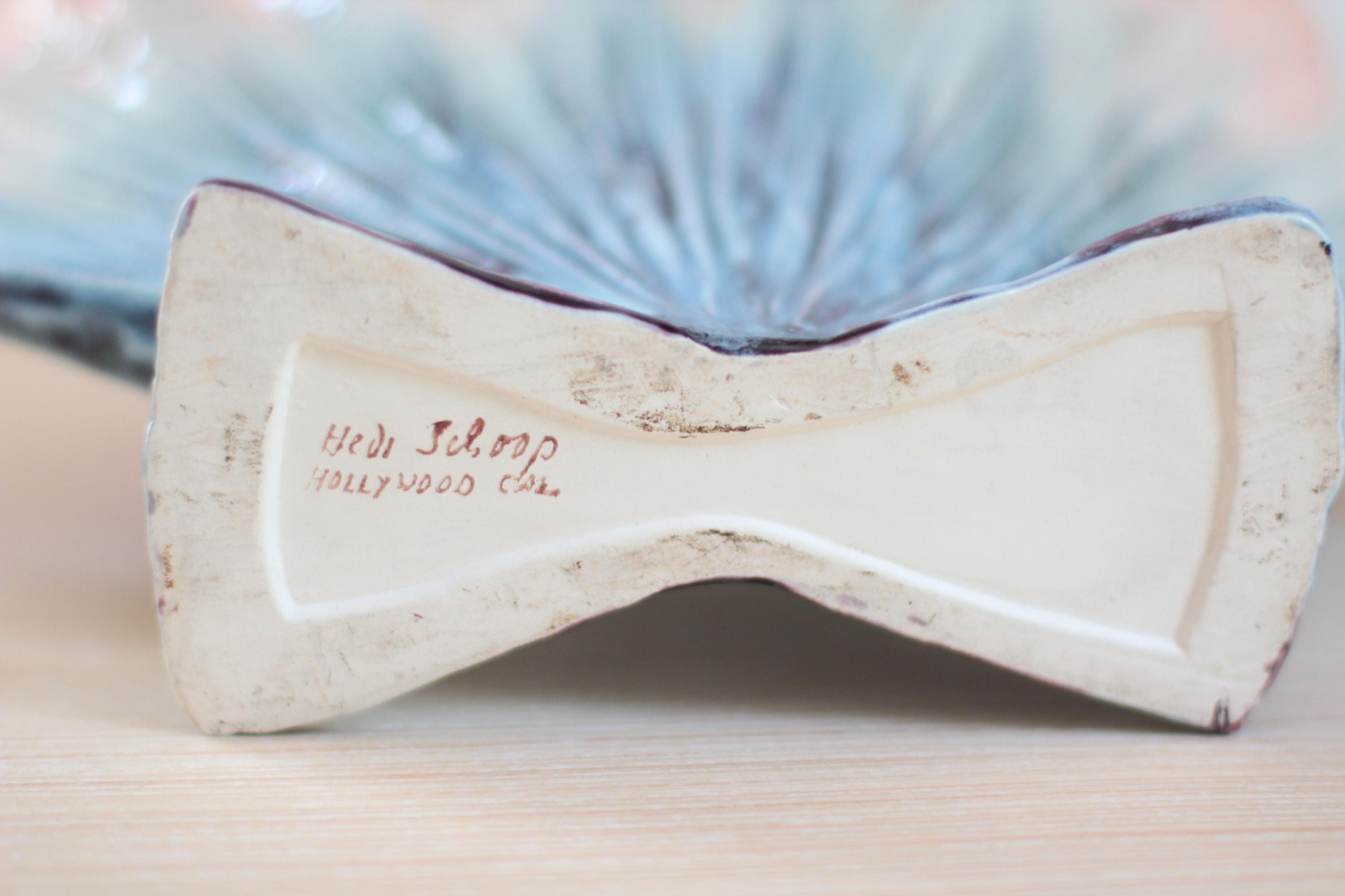 Mid-Century Hedi Schoop Seashell Ceramic Vase, Hollywood-Regency California Pottery