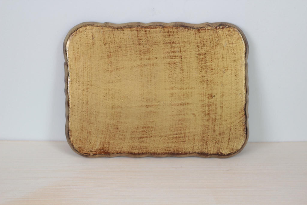 Vintage Italian Florentine Rectangle Tray in Turquoise & Gold