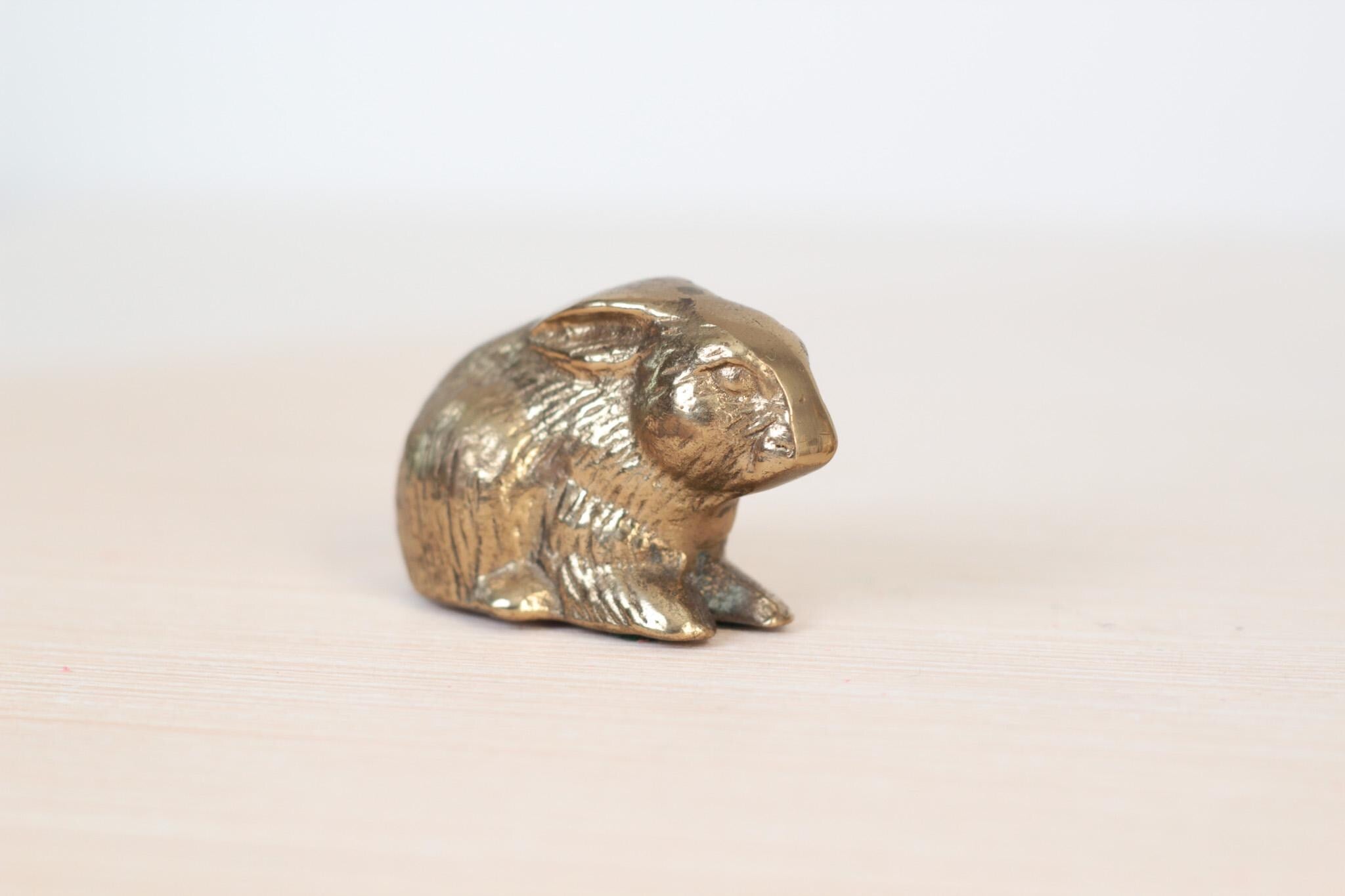 Set of 3 Vintage Solid Brass Bunny Rabbit Figurines