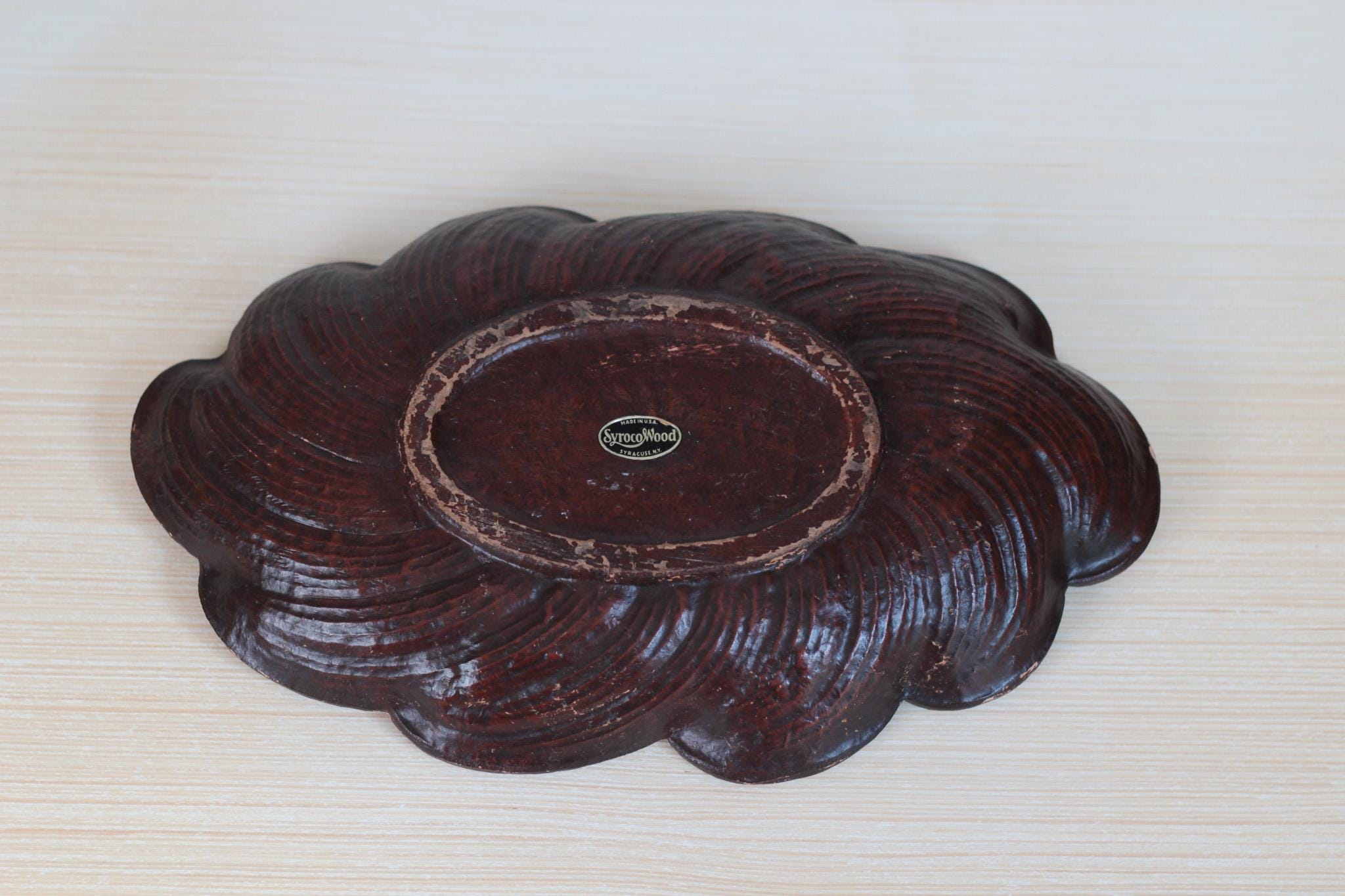Vintage SyrocoWood Tray Flower Design