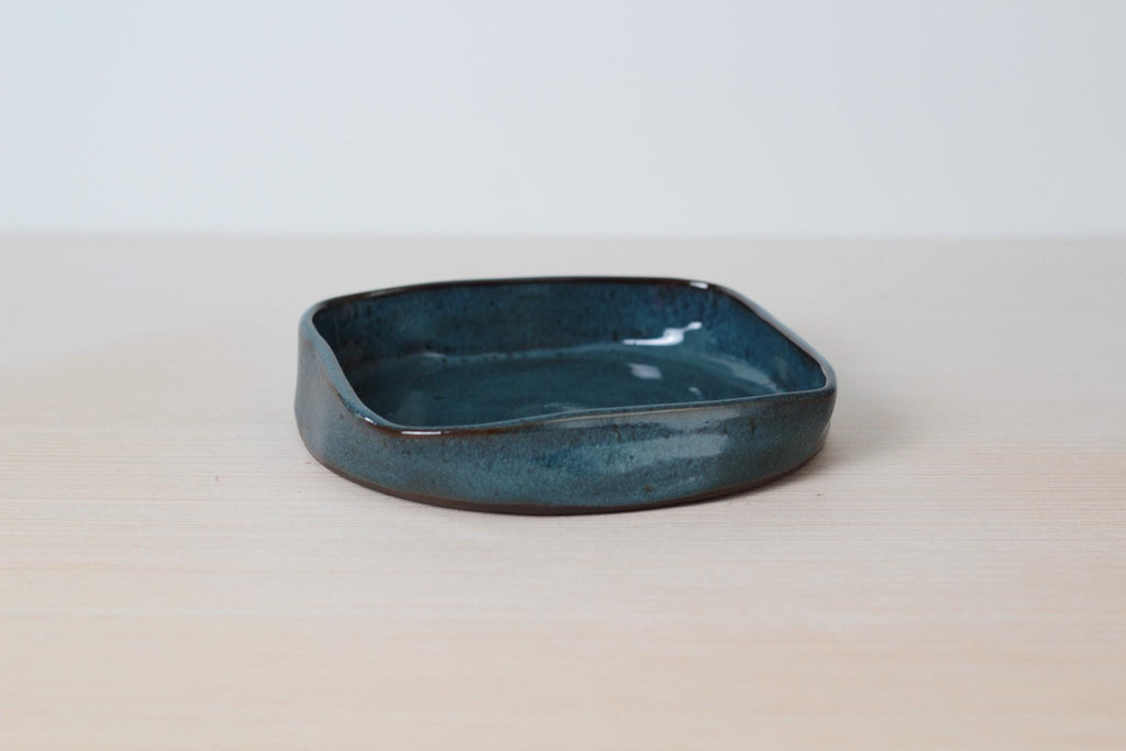 Vintage Studio Pottery Square Catchall, Signed by Artist