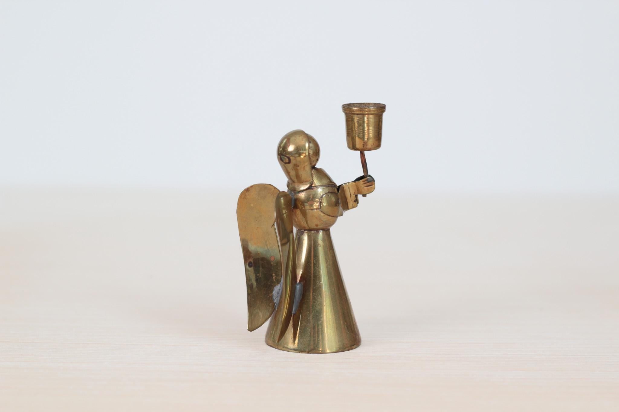 Vintage Brass Angel Candle Holder, Mid-Century Holiday Decor