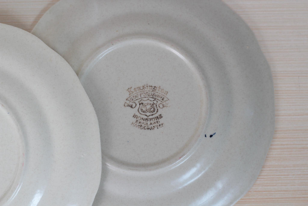Pair of Vintage Blue Floral Staffordshire Ironstone Plates