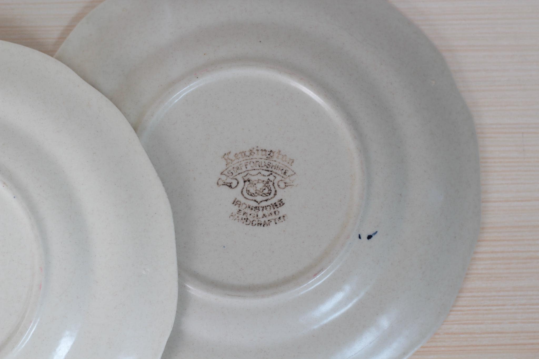 Pair of Vintage Blue Floral Staffordshire Ironstone Plates