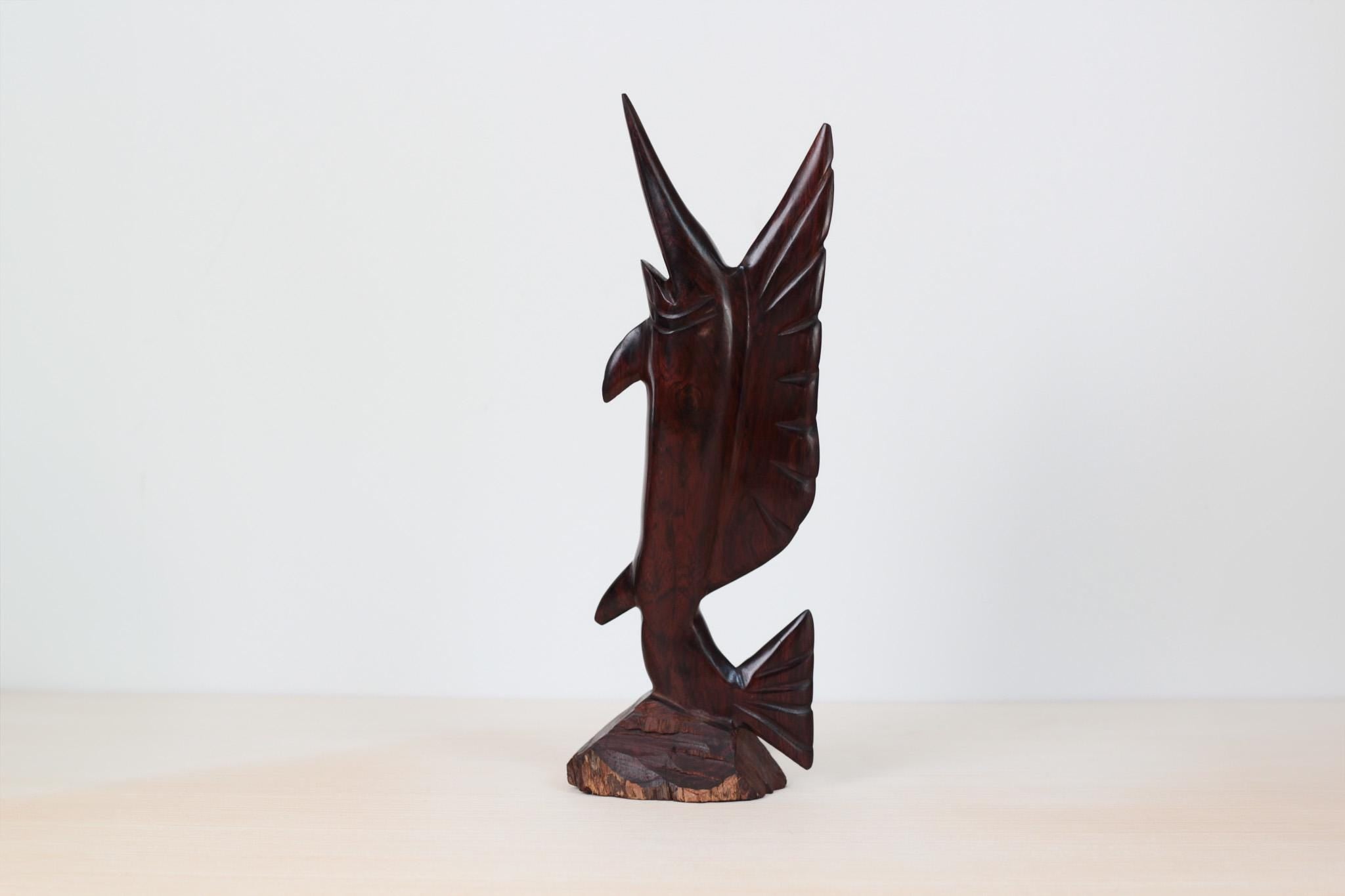 Vintage Ironwood Sailfish Sculpture, Mid-Century Nautical Decor