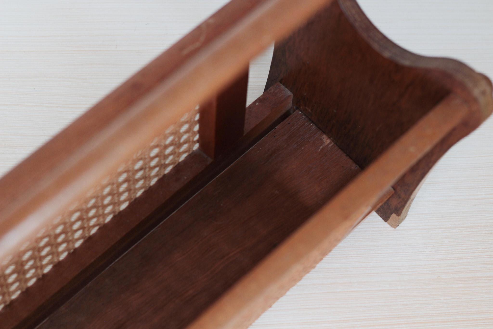 Vintage Wood and Cane Magazine Rack