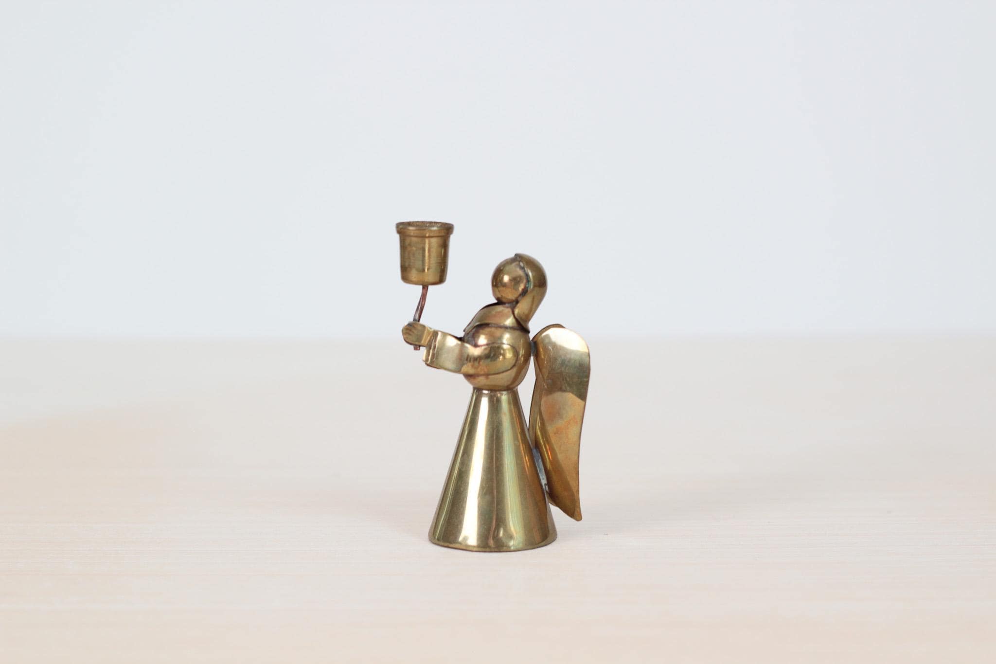 Vintage Brass Angel Candle Holder, Mid-Century Holiday Decor