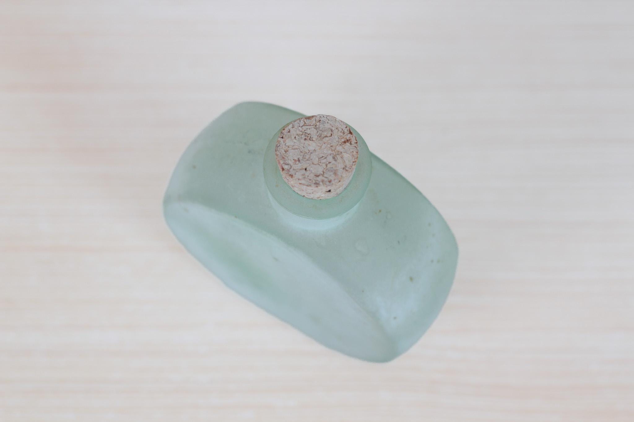 Vintage Frosted Glass Bottle with Cork Stopper
