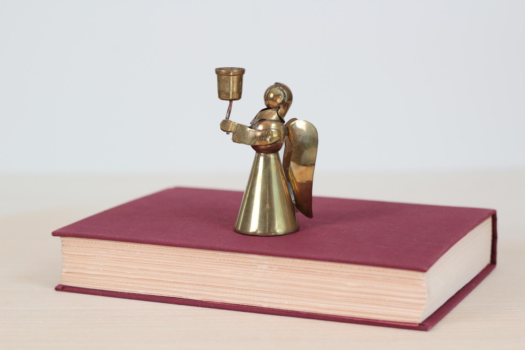 Vintage Brass Angel Candle Holder, Mid-Century Holiday Decor