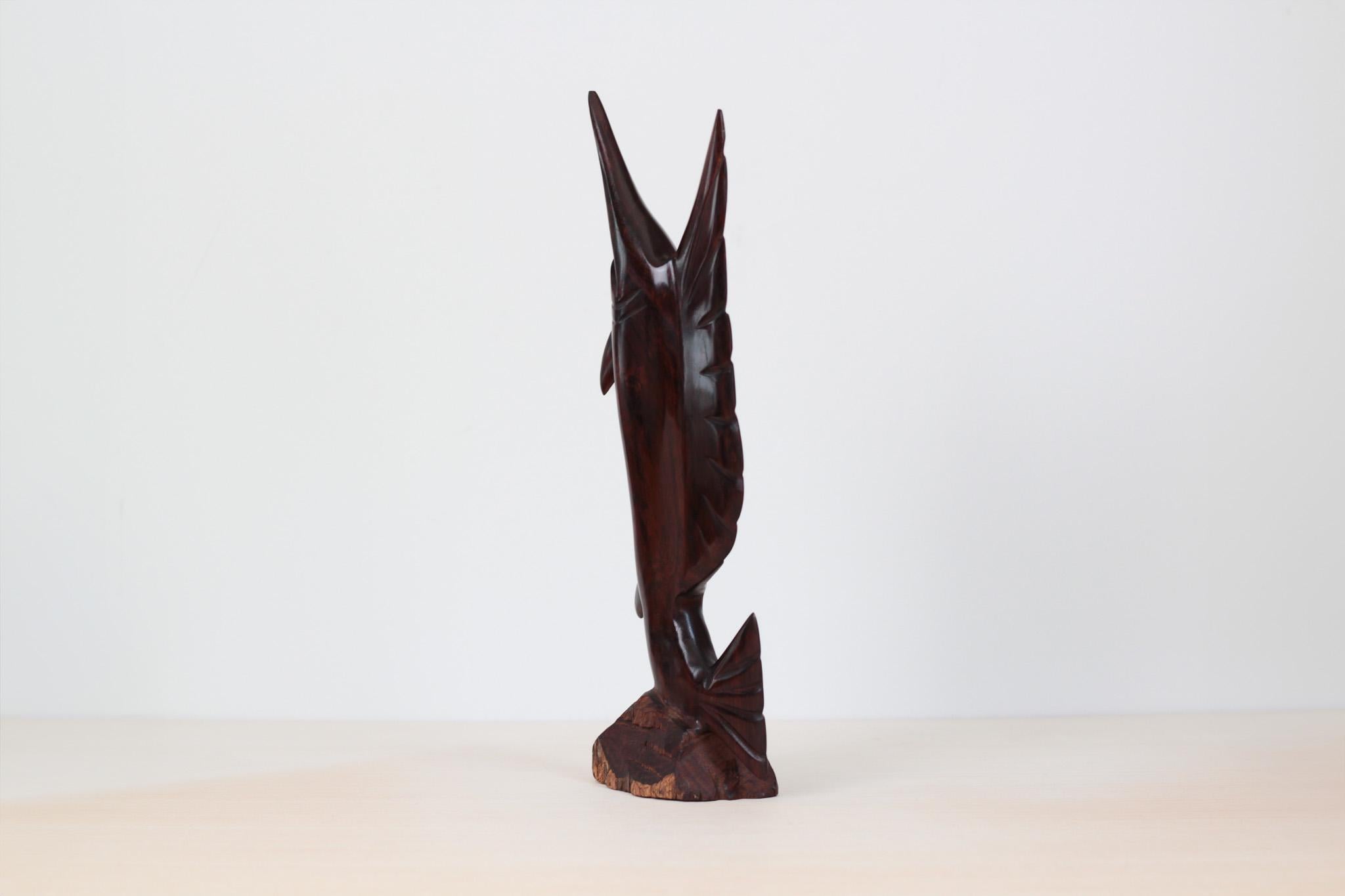Vintage Ironwood Sailfish Sculpture, Mid-Century Nautical Decor