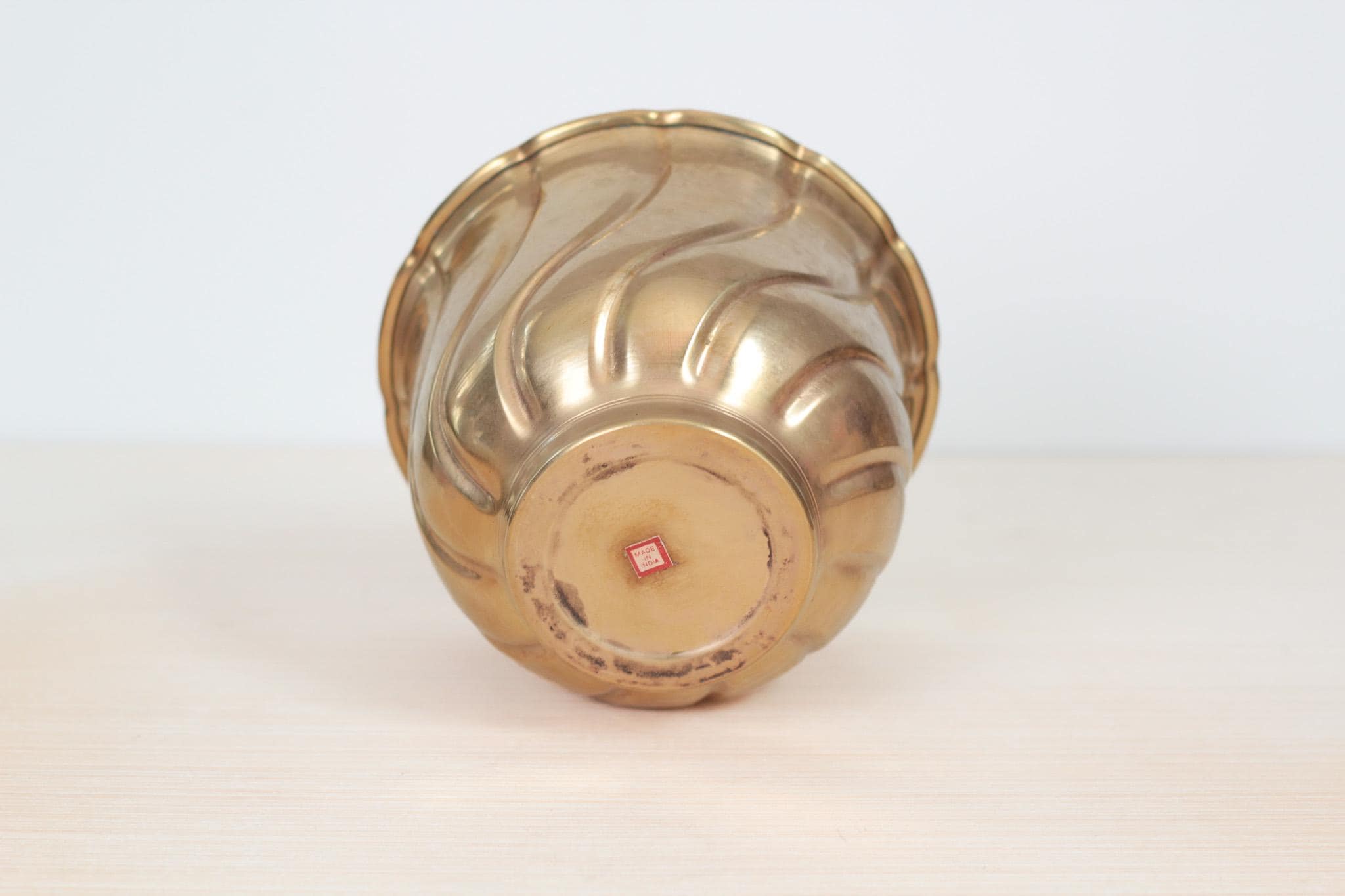 Vintage Small Fluted Brass Planter