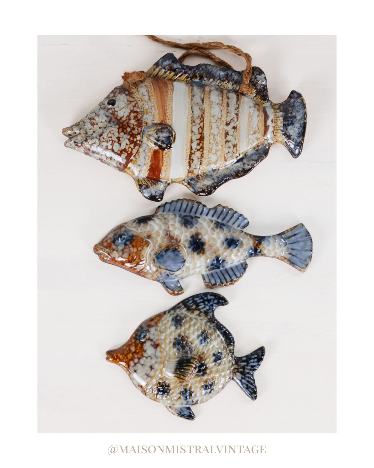 Mid-Century French Majolica Fish Wall Plaques | Vallauris Pottery
