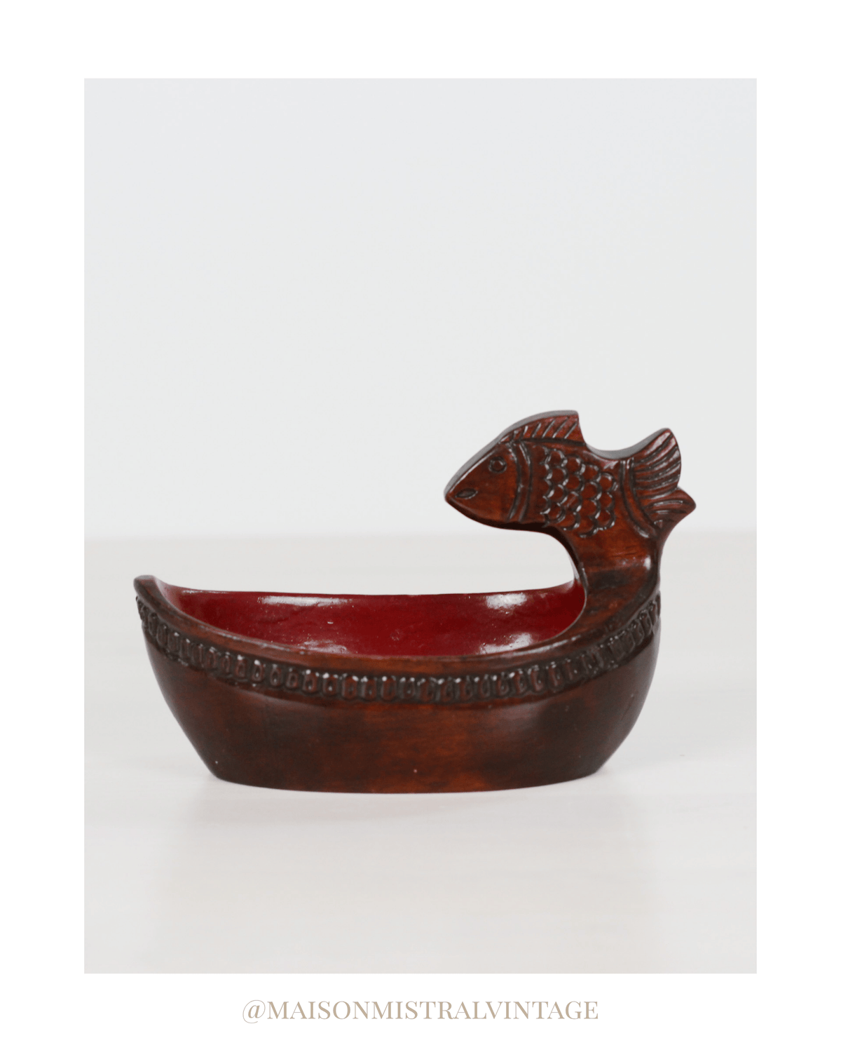 Vintage Carved Wood Fish Dish