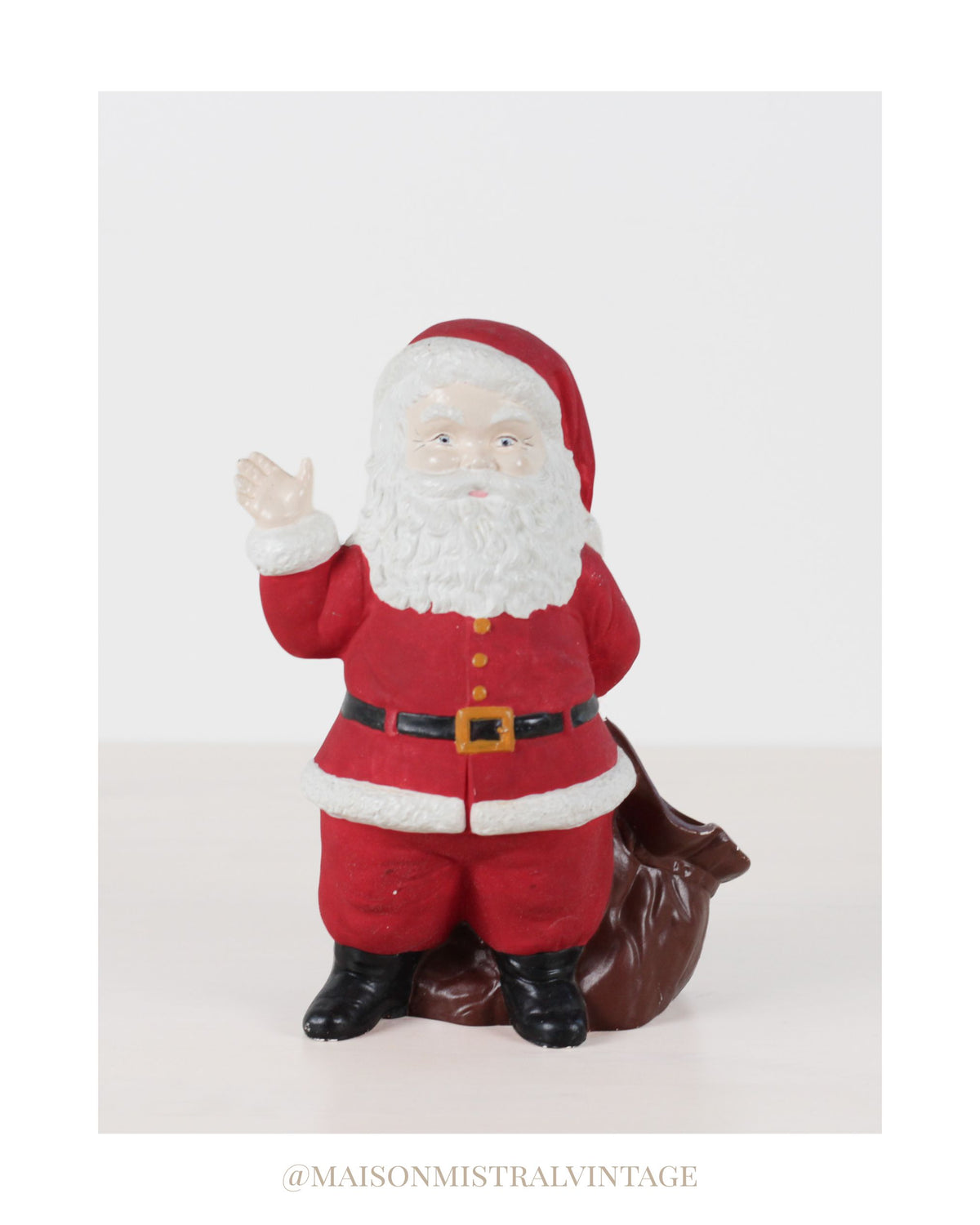Vintage Hand-Painted Ceramic Santa with Sack Candy Jar