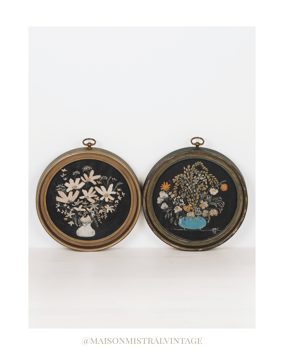 Vintage Moody Floral Oil Paintings