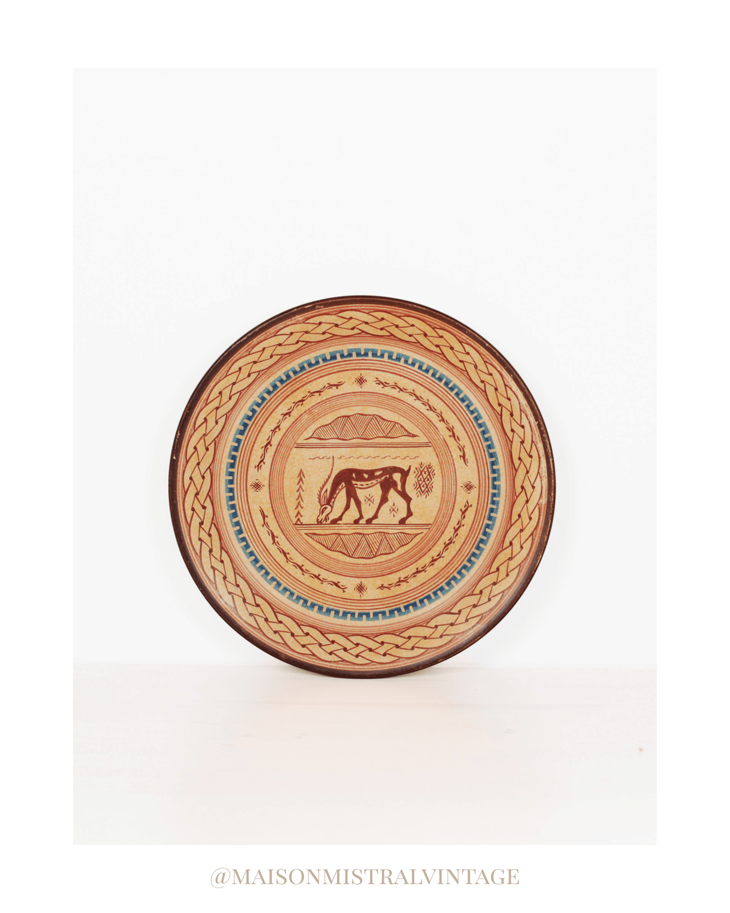 Vintage Hand-Painted Greek Folk Art Wall Plate