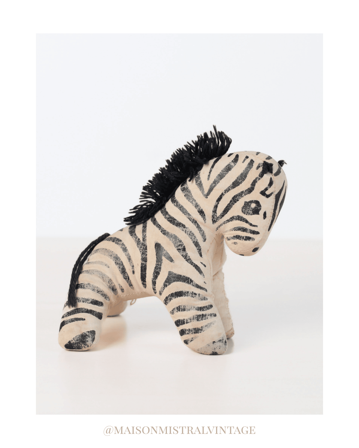 Vintage Stuffed Zebra | Mid-Century Plush Toy