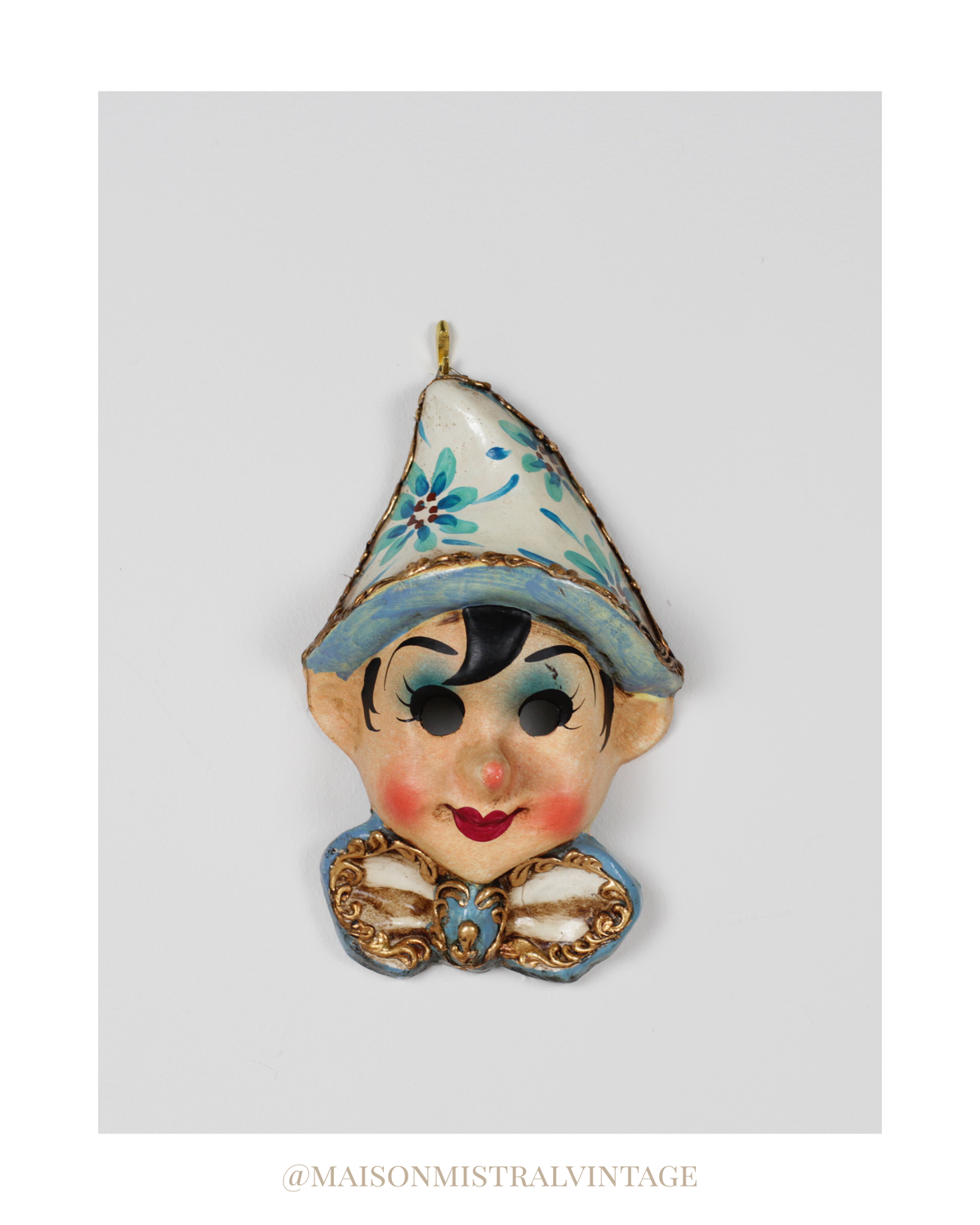 Vintage Italian Hand-Painted Papier-Mâché Pinocchio Wall Mask
