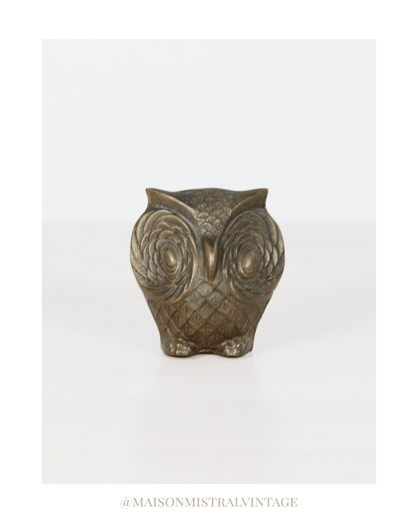 Mid-Century Brass Owl Paperweight