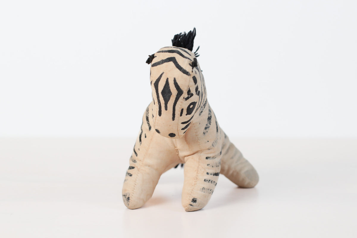 Vintage Stuffed Zebra | Mid-Century Plush Toy