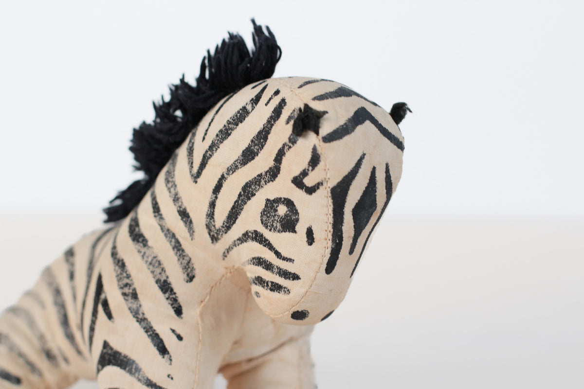 Vintage Stuffed Zebra | Mid-Century Plush Toy