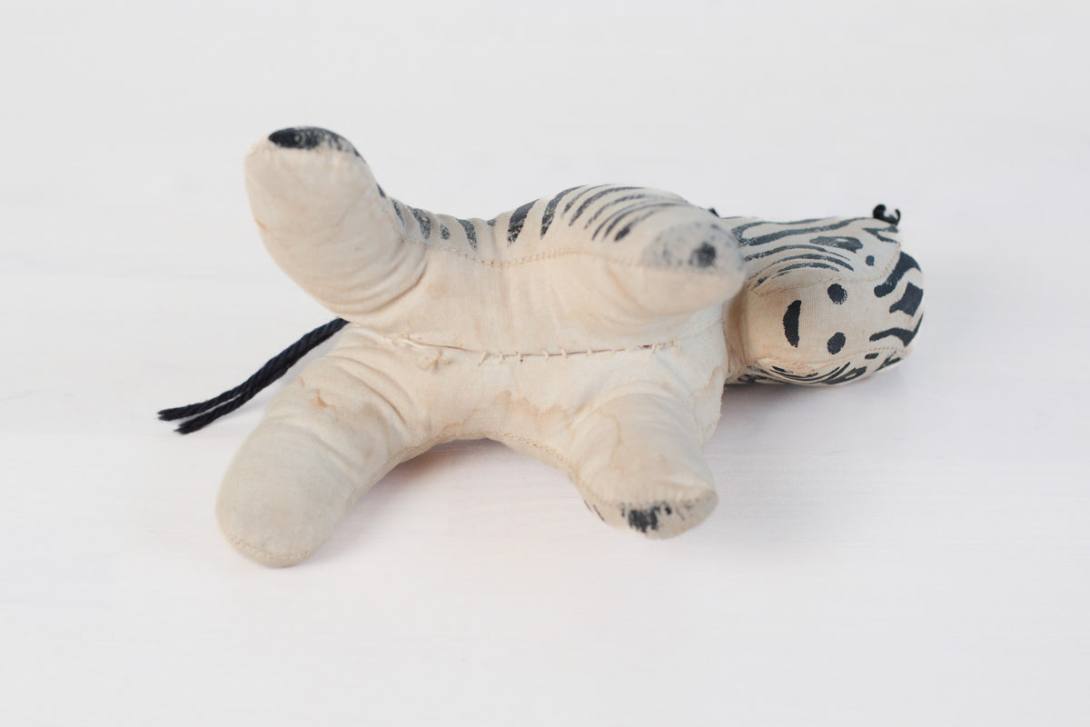Vintage Stuffed Zebra | Mid-Century Plush Toy