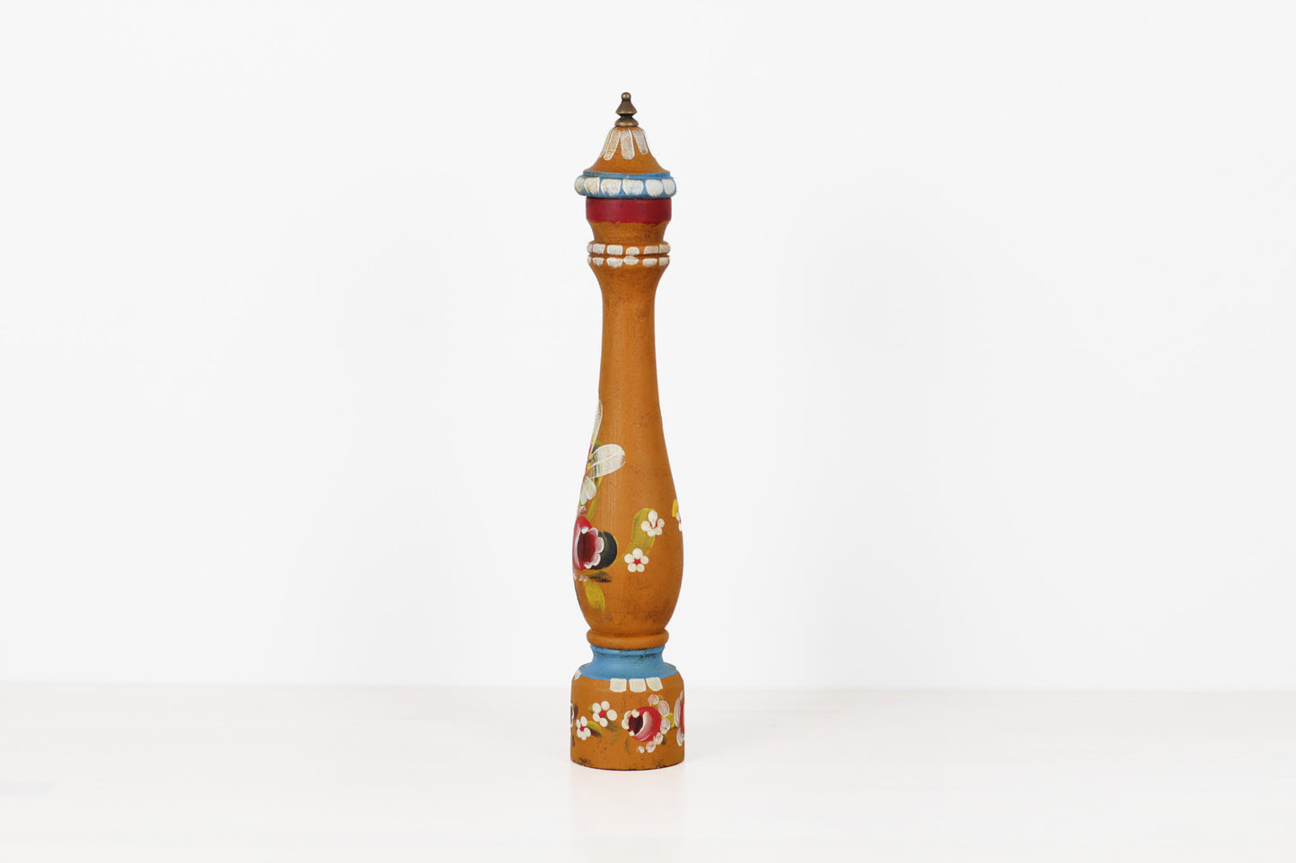 Vintage Italian Folk Art Wooden Pepper Mill