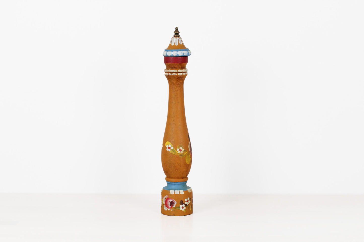 Vintage Italian Folk Art Wooden Pepper Mill