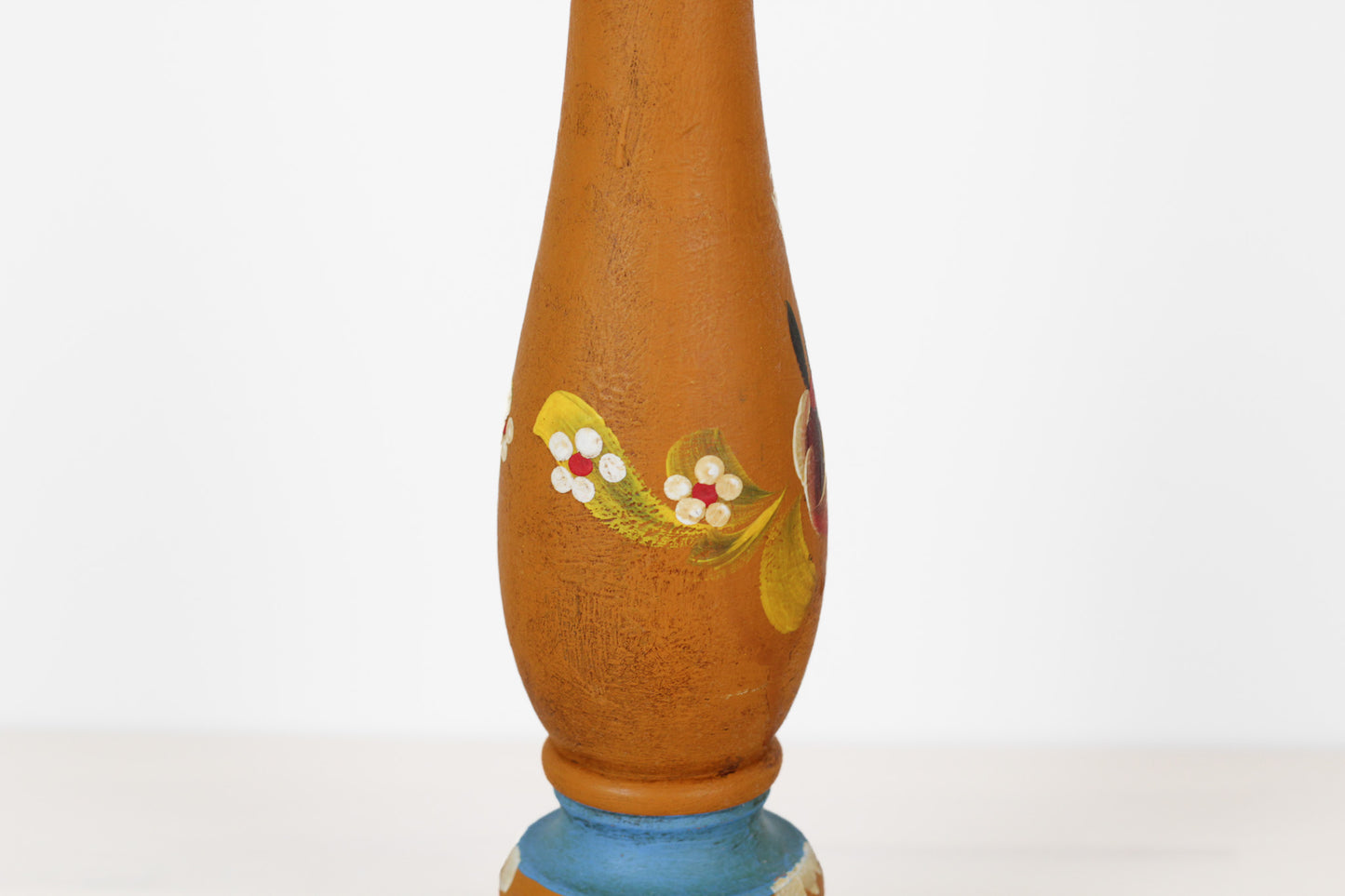 Vintage Italian Folk Art Wooden Pepper Mill