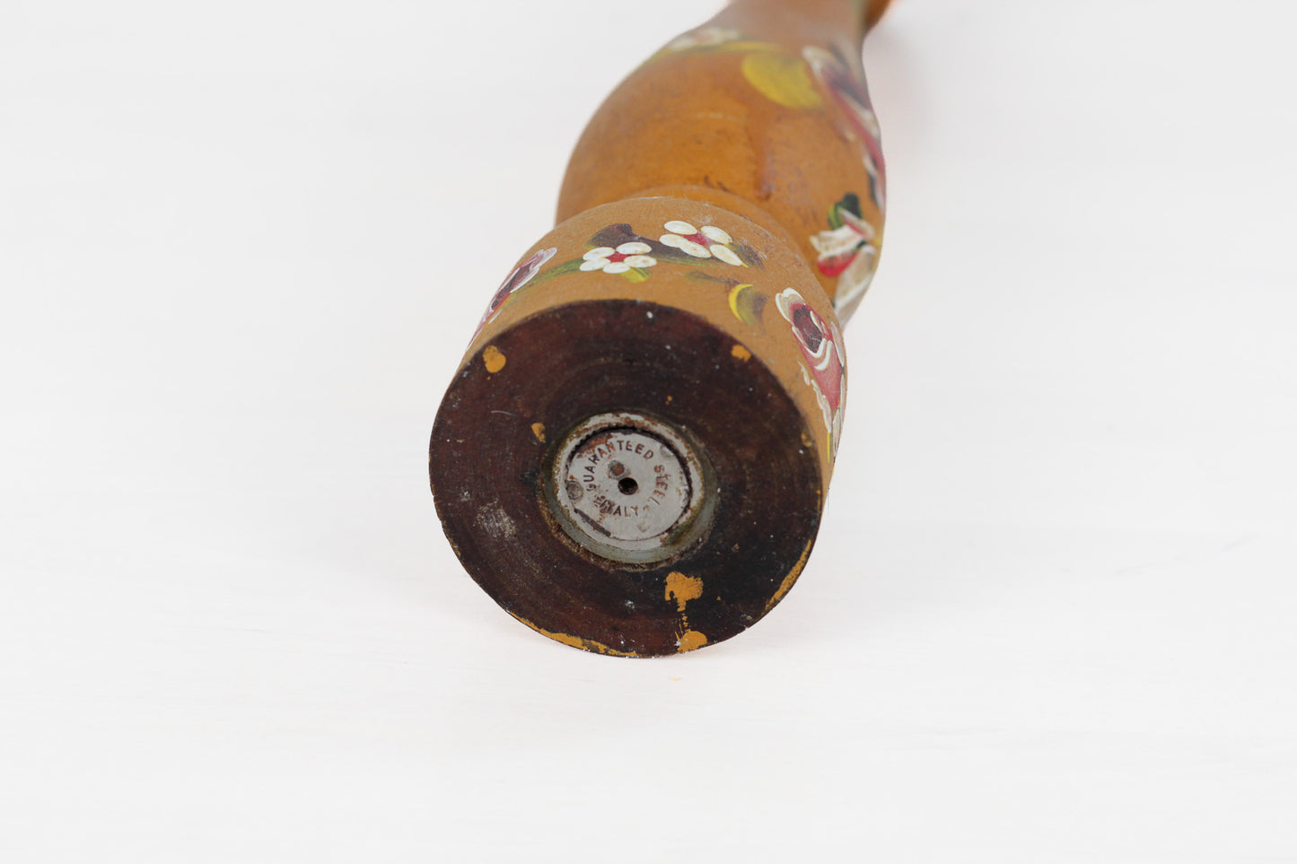 Vintage Italian Folk Art Wooden Pepper Mill