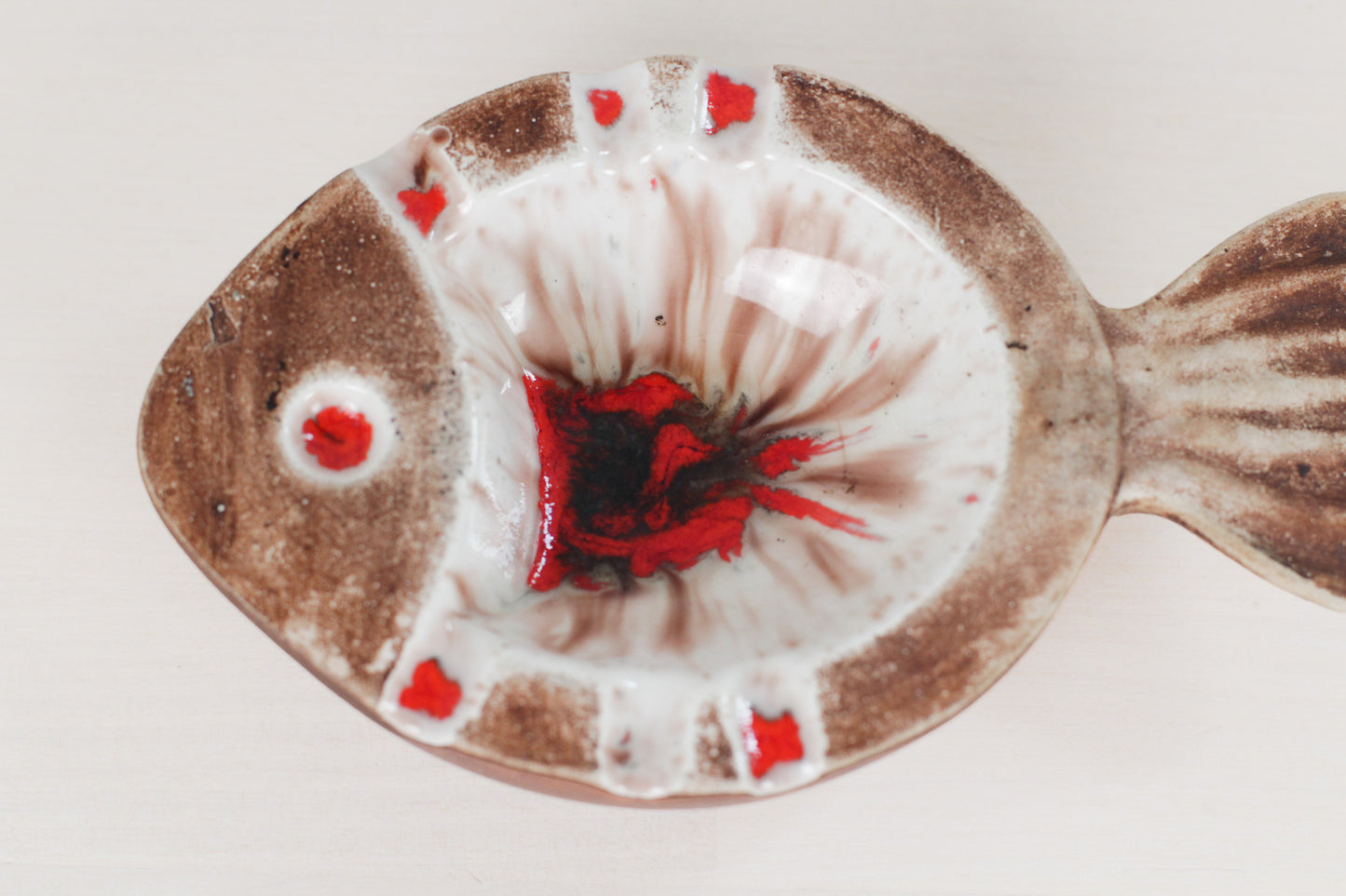 Vintage Vallauris-Style Pottery Fish Ashtray