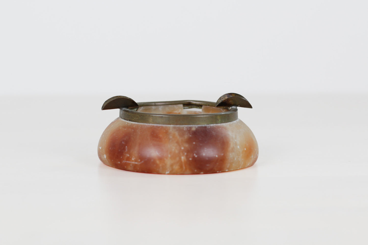 Vintage Alabaster Ashtray with Brass Rim