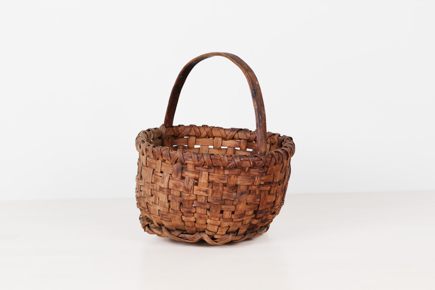 Antique Handwoven American Splint Gathering Basket