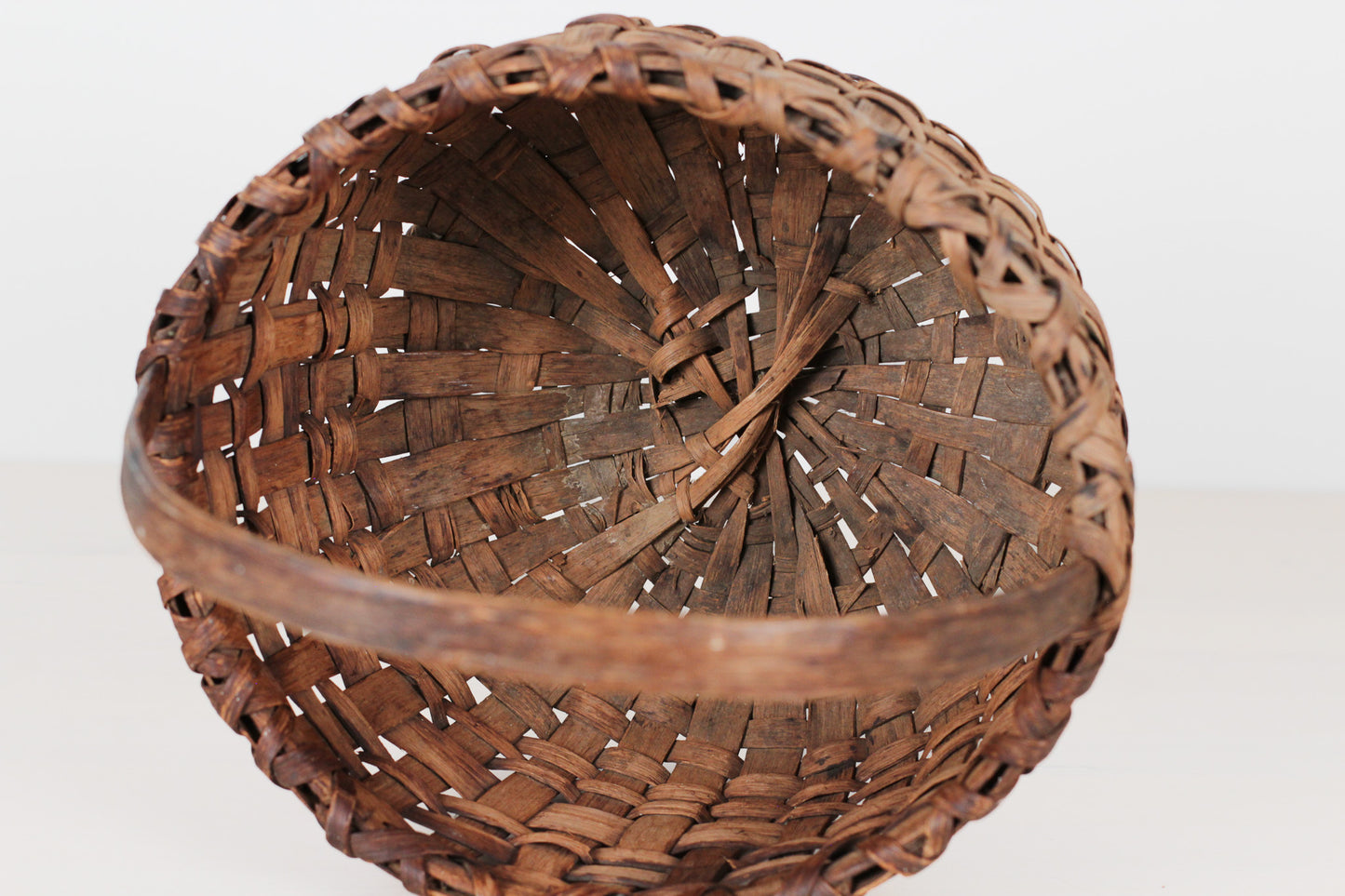 Antique Handwoven American Splint Gathering Basket