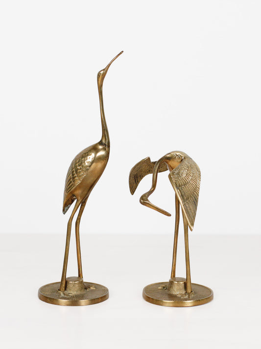 Pair of Mid-Century Brass Cranes