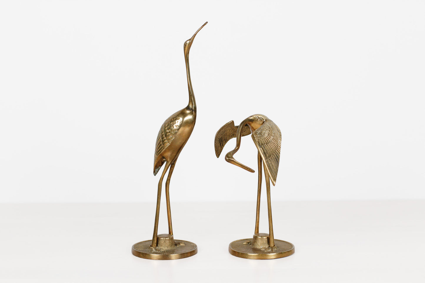 Pair of Mid-Century Brass Cranes