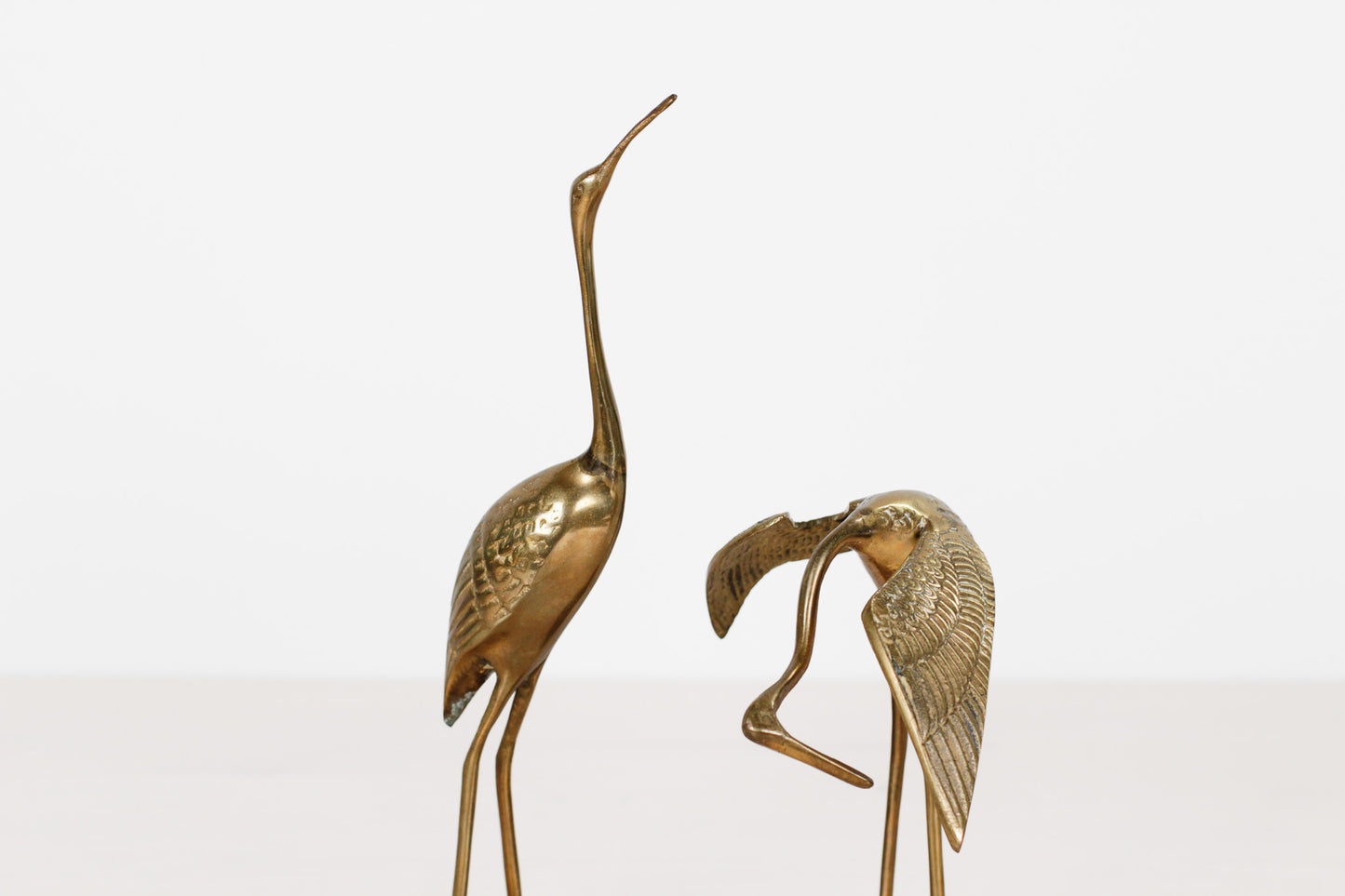 Pair of Mid-Century Brass Cranes