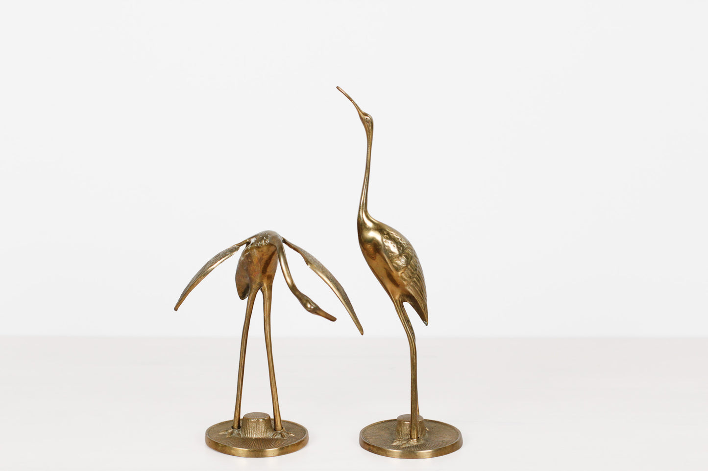 Pair of Mid-Century Brass Cranes