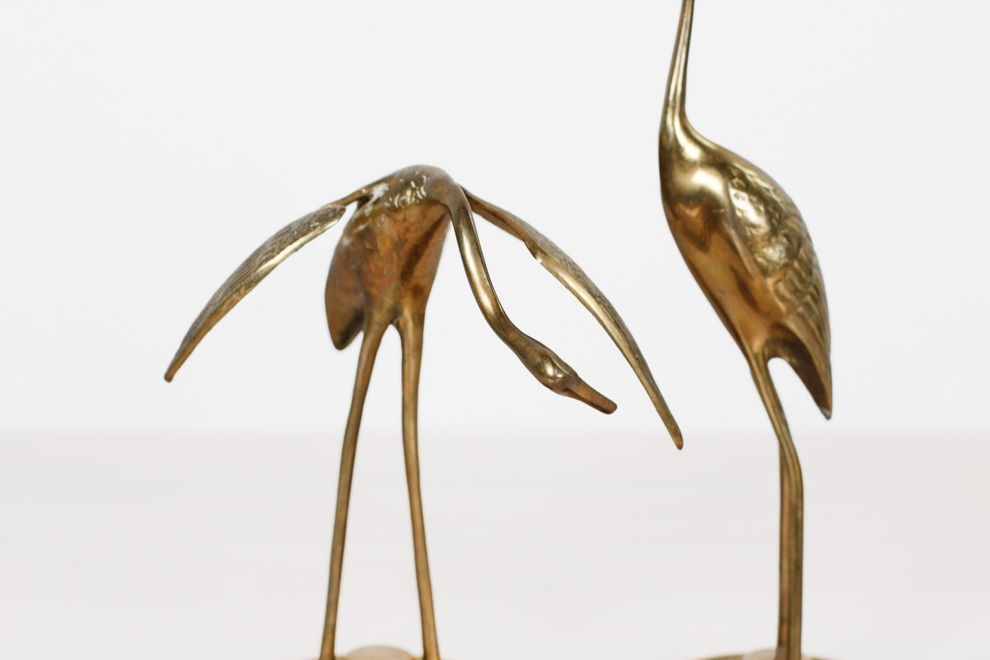 Pair of Mid-Century Brass Cranes