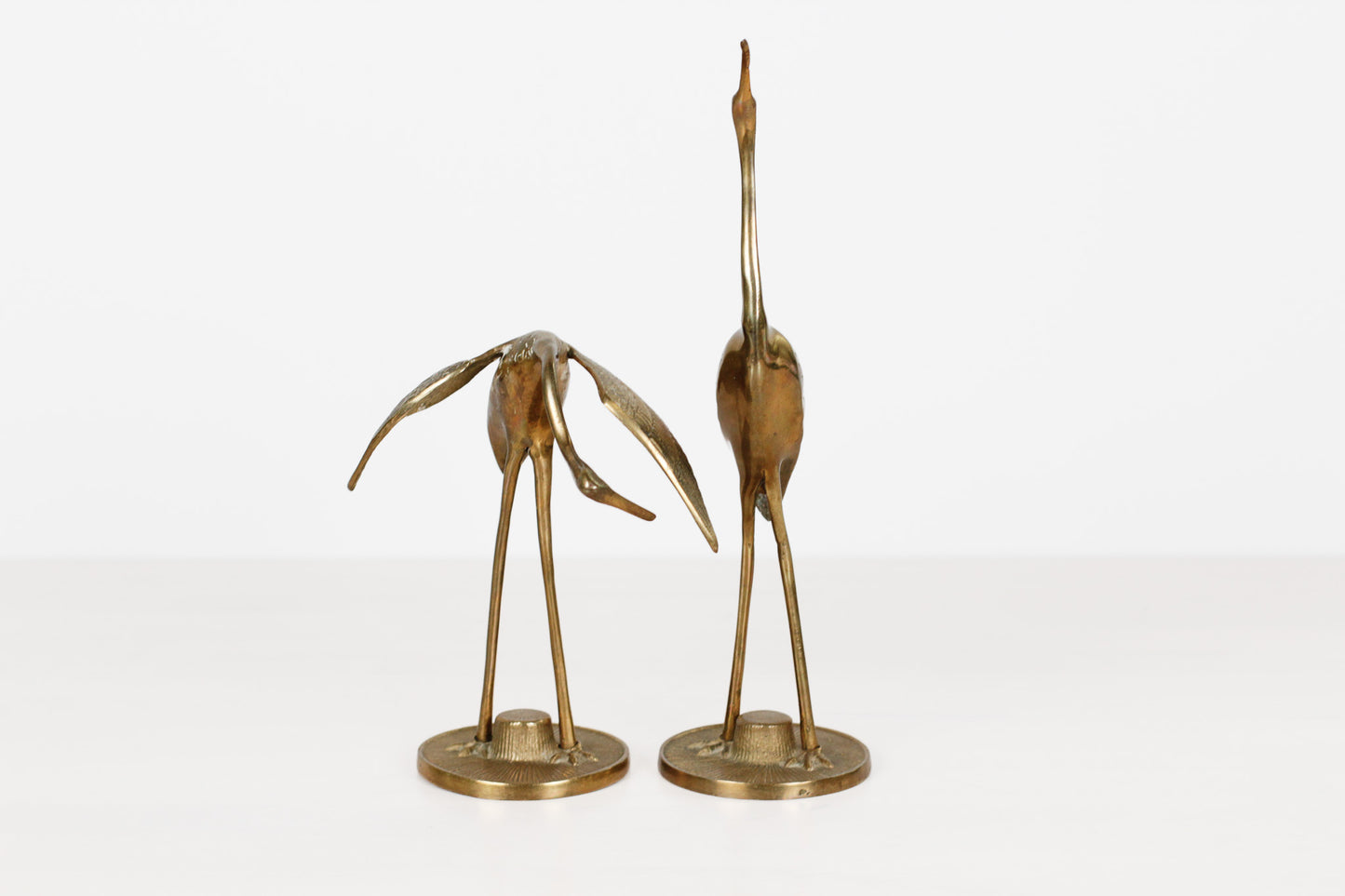 Pair of Mid-Century Brass Cranes