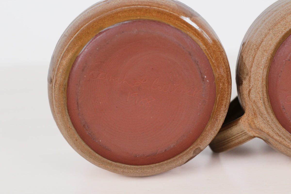 Vintage Signed Handmade Studio Pottery Sugar Bowl & Creamer Set