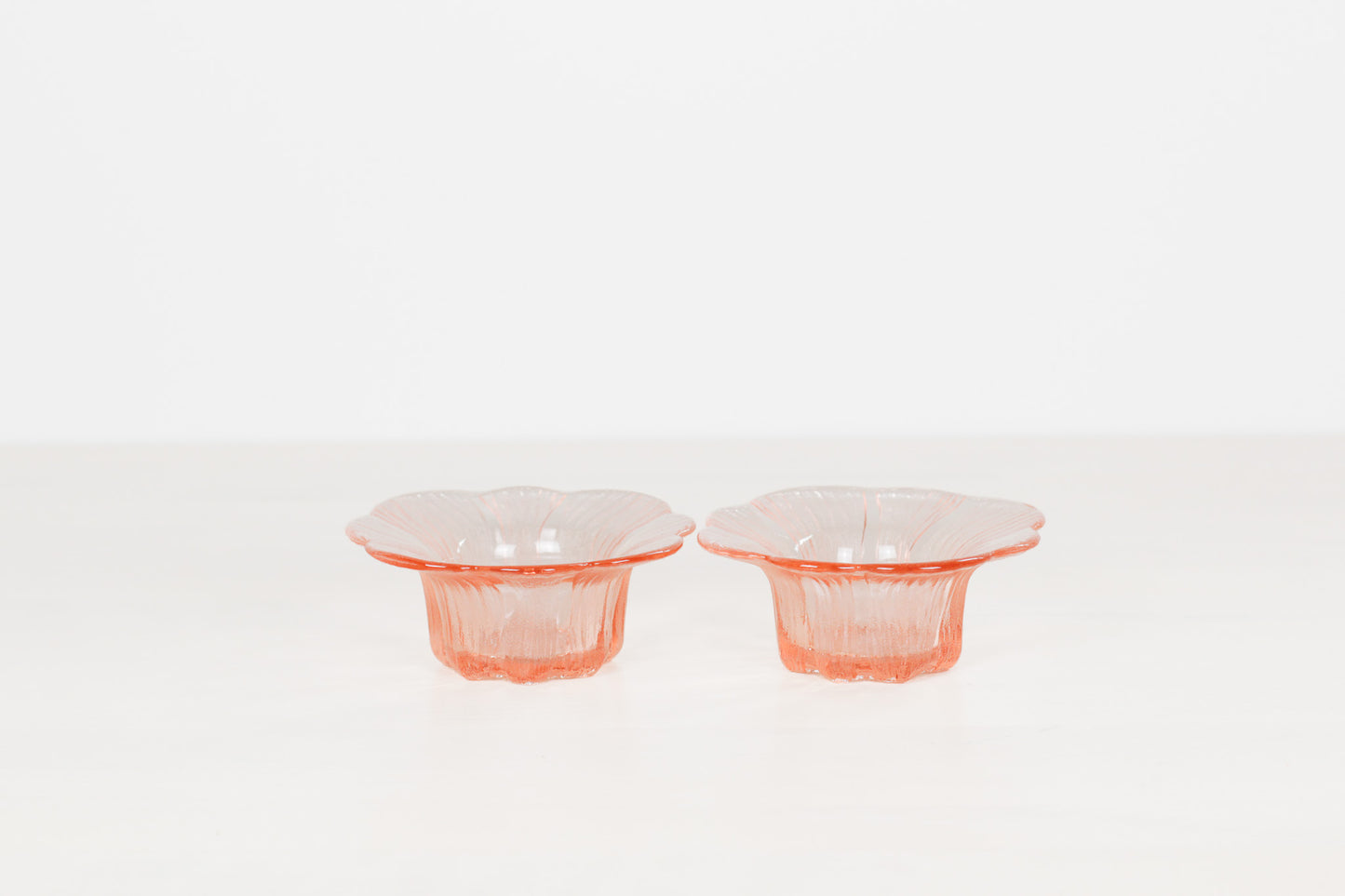 Pair of Vintage Pink Depression Glass Floriform Bowls