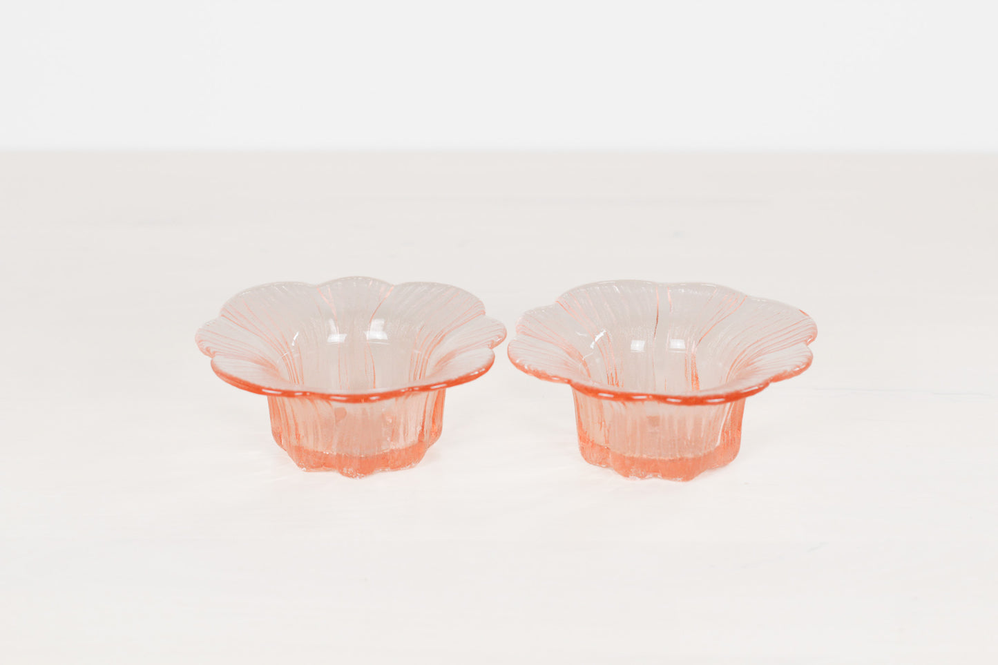 Pair of Vintage Pink Depression Glass Floriform Bowls