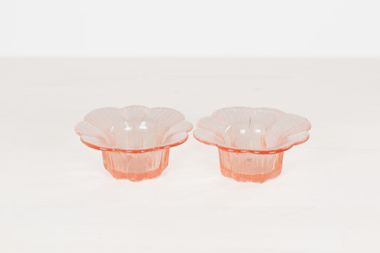 Pair of Vintage Pink Depression Glass Floriform Bowls