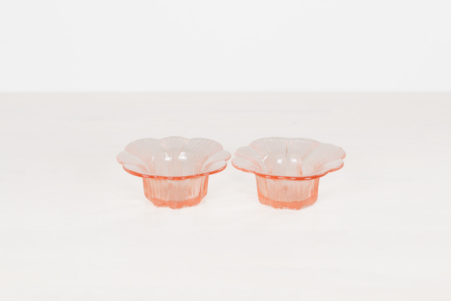 Pair of Vintage Pink Depression Glass Floriform Bowls