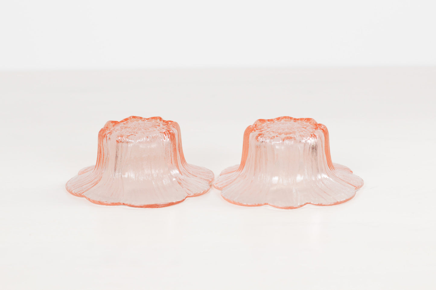 Pair of Vintage Pink Depression Glass Floriform Bowls