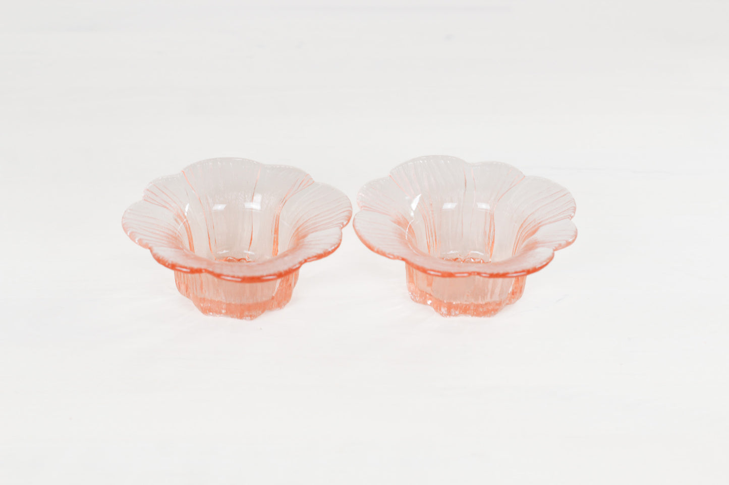 Pair of Vintage Pink Depression Glass Floriform Bowls
